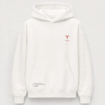Tesla automotive lifestyle white hoodie